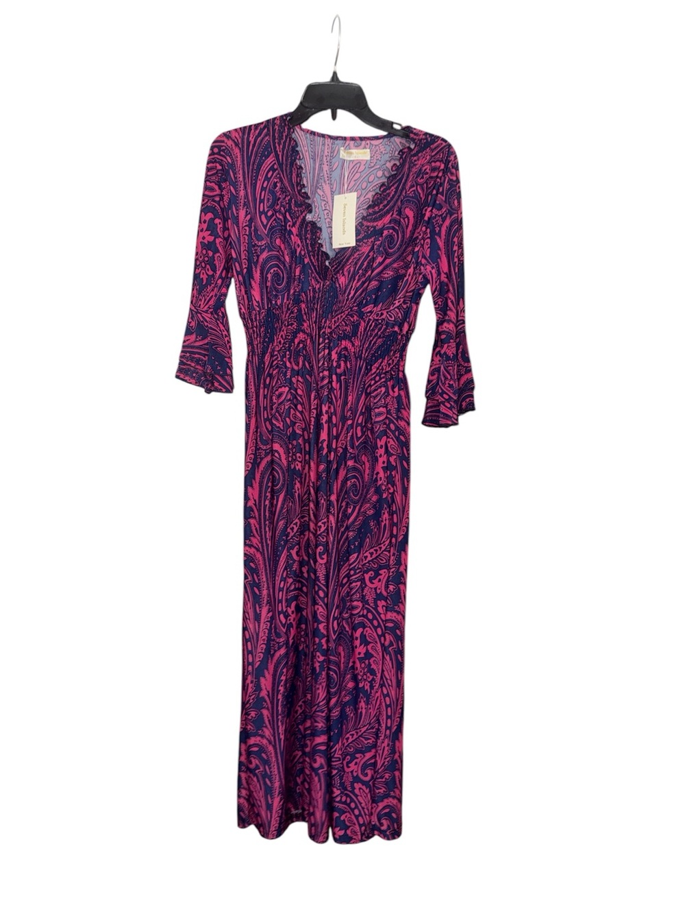 Pink & Navy Paisley Maxi Dress